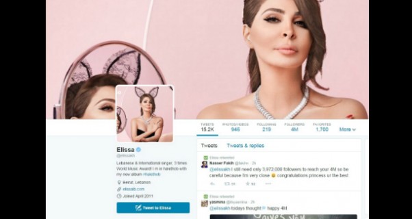 Music Nation - Elissa - Twitter - Four Million Followers