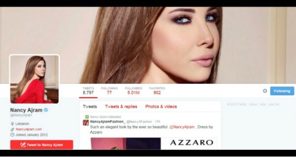 Music Nation - Nancy Ajram - Twitter - 5 Million Followers