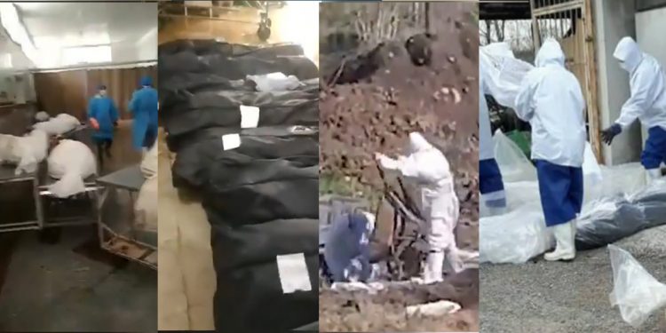 بالفيديو – مشاهد مرعبة جديدة من ايران تظهر جثث مكدسة وعمليات دفن سرية لضحايا فيروس كورونا