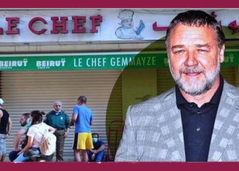 الممثل العالمي Russell Crowe يساعد بترميم مطعم شعبي دمره انفجار بيروت