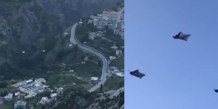 بالفيديو – ثلاثة شبان يطيرون في سماء لبنان بطريقة جنونية