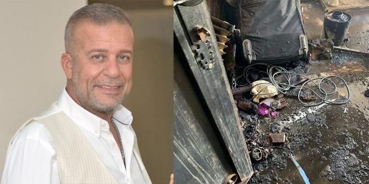 بالصور شريف منير ينجو من حريق كبير من منزله بسبب سيجارة 1 بالصور شريف منير ينجو من حريق كبير من منزله بسبب سيجارة