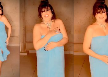 بالفيديو فيفي عبده و وصلة رقص بالمنشفة