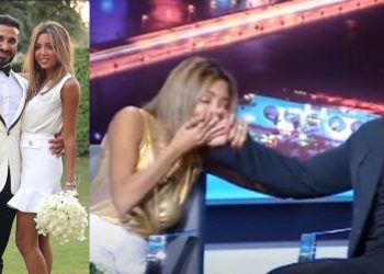 زوجة أحمد سعد تثير الجدل وتقبّل يده على الهواء