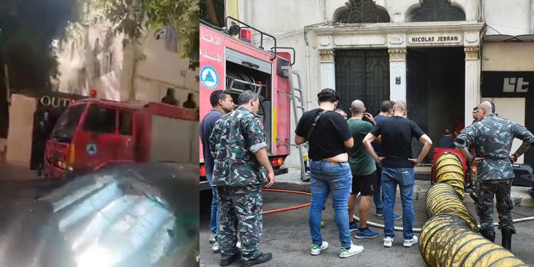 اندلاع حريق كبير في دار نيكولا جبران للازياء في بيروت
