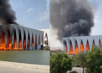 بالفيديو حريق كبير في مركز مهرجان الجونة السينمائي قبل يوم واحد من حفل الإفتتاح