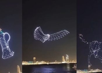 بالفيديو عرض مبهر لطائرات درون تضيء سماء دبي بمجسمات إبداعية