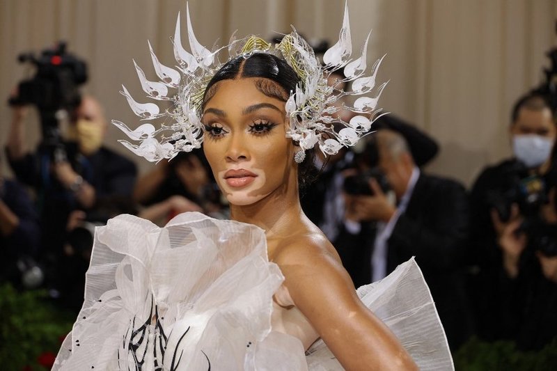 اطلالة Winnie Harlow بمكياج مات مع اكسسوارات الشعر الفاخرة والهندسية