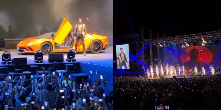 محمد رمضان يشعل اجواء حفله في الأردن ويدخل المسرح بسيارة لامبرغيني 1 محمد رمضان يشعل اجواء حفله في الأردن ويدخل المسرح بسيارة لامبرغيني