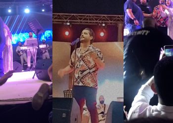 بالفيديو الجمهور يحاصر ناصيف زيتون على المسرح بعد حفله في لبنان