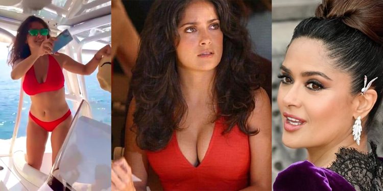 سلمى حايك تحتفل بعيد ميلادها الـ56 بفيديو على البحر