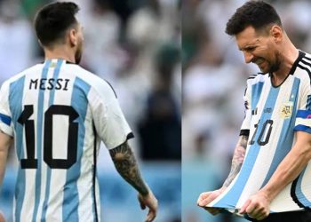 عرض القميص التي خسر فيها ميسي امام السعودية للبيع في مزاد