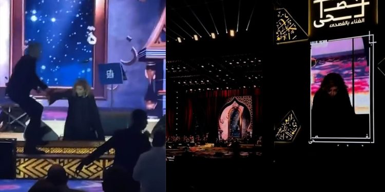 بالفيديو أصالة تسقط على المسرح خلال حفلها في السعودية