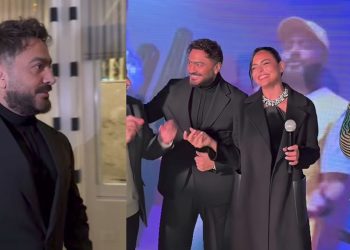 بالفيديو والصور تامر حسني في أول ظهور بعد وعكته الصحية