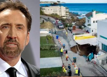 انهيار أرضي نادر يدمر منزل نيكولاس كيدج في كاليفورنيا